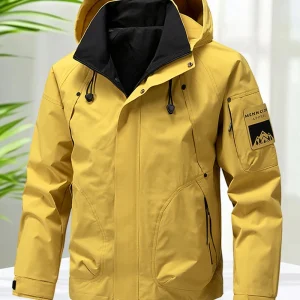 Waterproof Jacket Men Zip Up Hooded Jacket Windbreaker